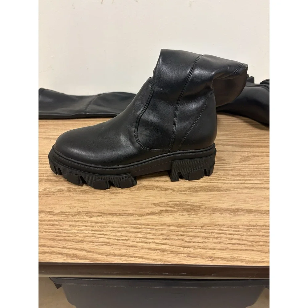 Black Platform Over-the-Knee Boots Chunky Sole Gothic Punk High Heel 8.5